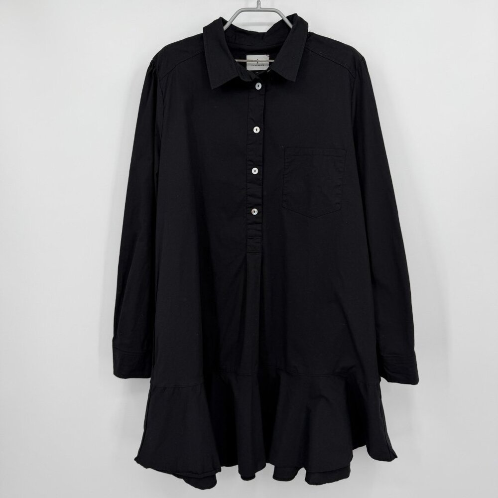 Tuckernuck Women's Black Callahan Shirt Dress Ruffle Hem Swing Style sz XXL 2XL
